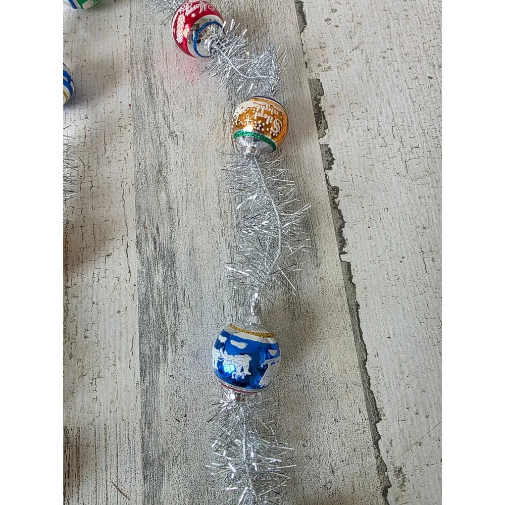 Radko shiny brite 6 ft stencil glass Garland RARE mini Xmas silent night